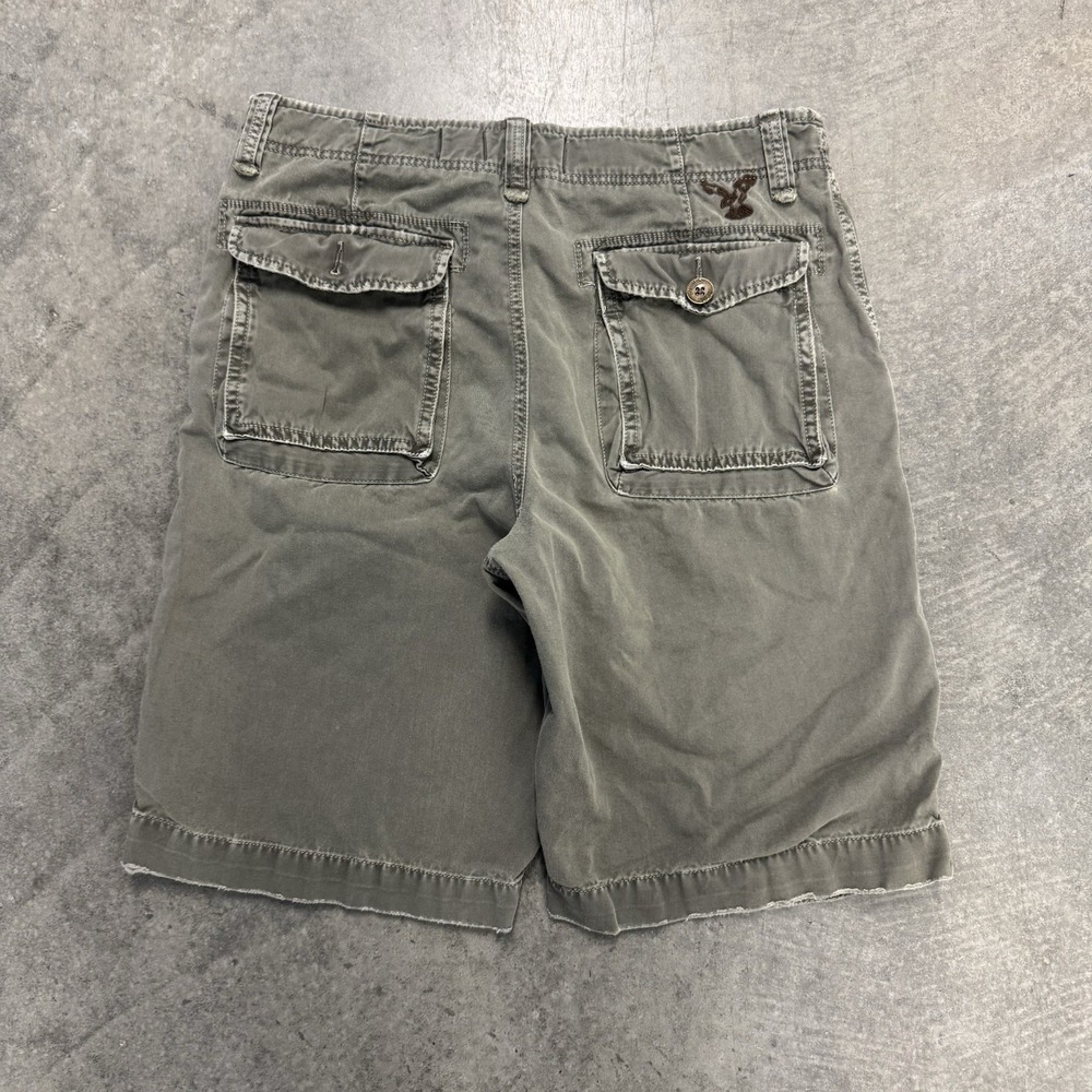 Men's American Eagle Cargo Shorts Longer Length Green Skater Grunge Y2K 34'